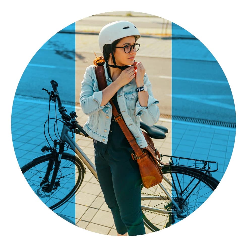 Bike centric image with people present